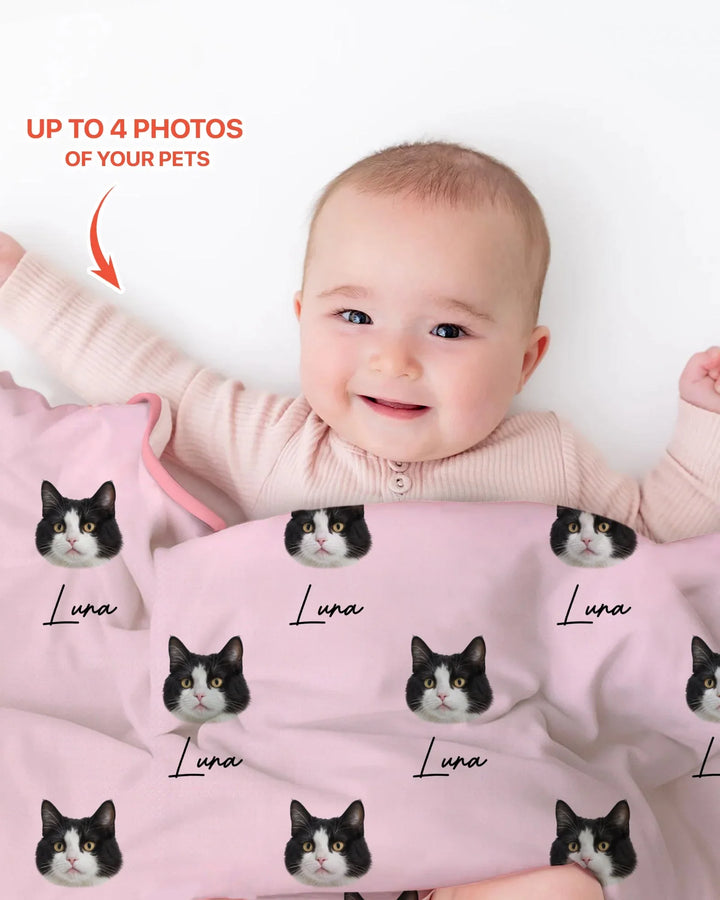Custom Name and Pet Photos Blanket