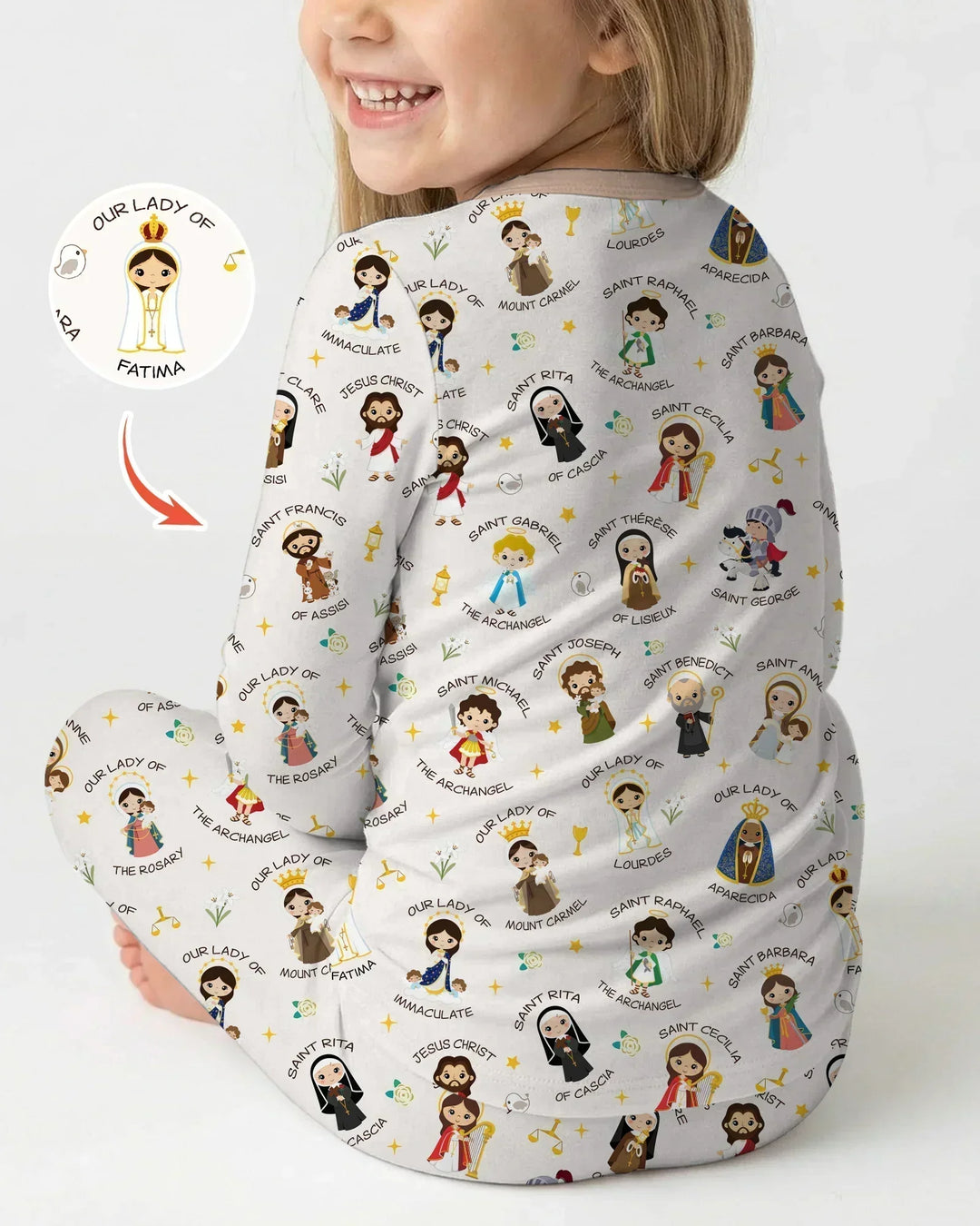 Pray For Us Family Matching Two Piece Long Sleeve Pajama Set