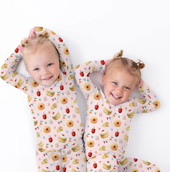 Hanukkah Donuts Two Piece Long Sleeve Pajama Set , Hanukkah Donuts Two Piece Long Sleeve Pajama Set - 12-18M / Blue