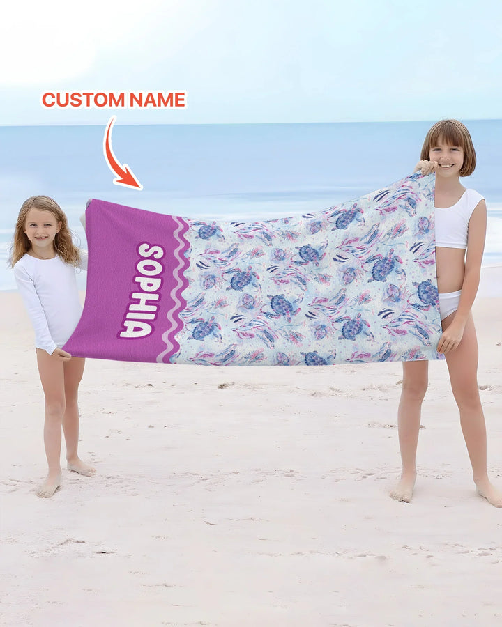 Little Turtles Family Matching Bamboo Beach Towel