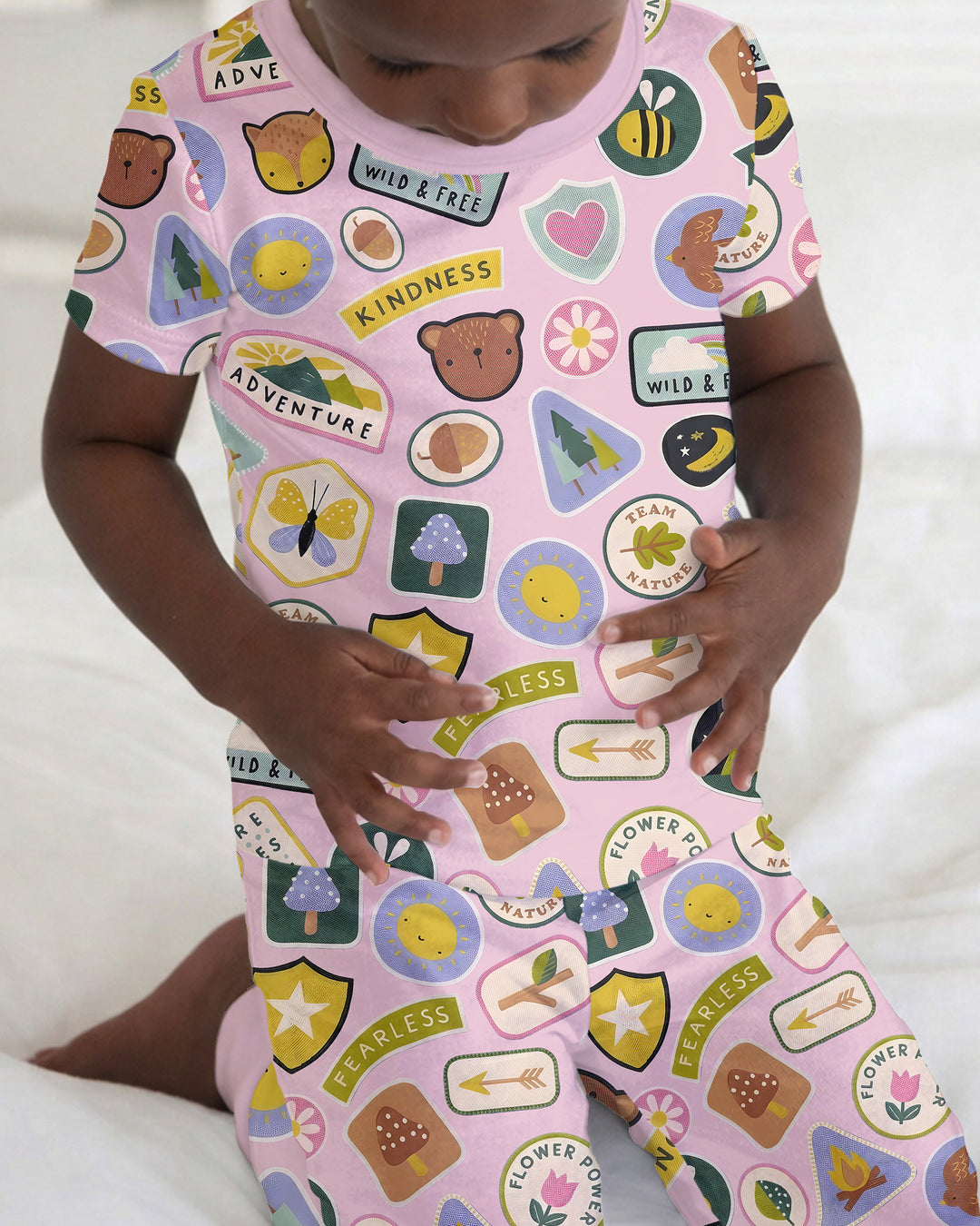 Conjunto de pijama de dos piezas de manga corta de bambú