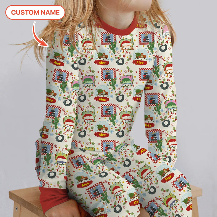 Zweiteiliges Langarm-Pyjama-Set mit Sommerfrüchten