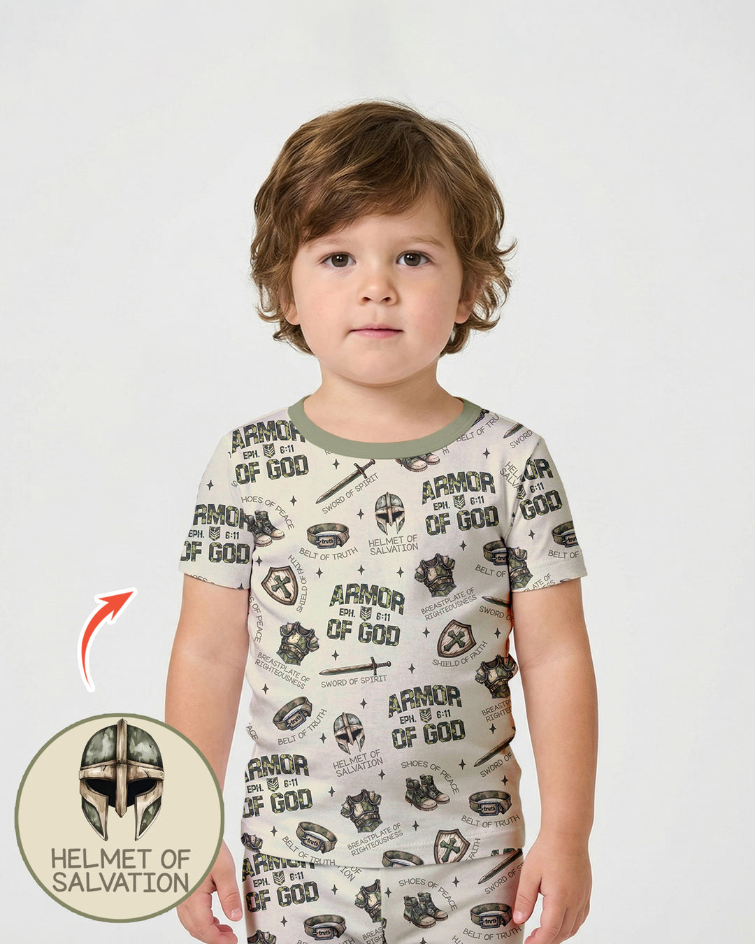 Camo Armor Of God Bamboo Two Piece Short Sleeve Shorts Pajama Set