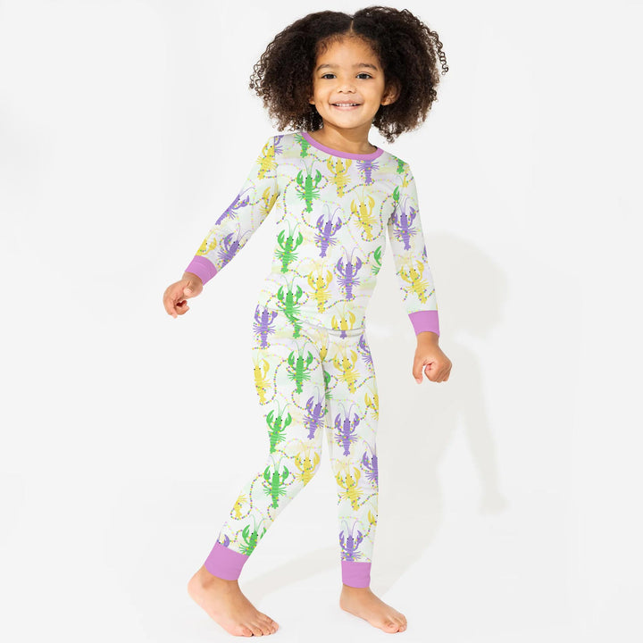 Mardi Gras Crawfish Family Matching Two Piece Long Sleeve Pajama Set