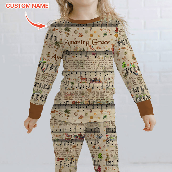 Amazing Grace Custom Name Two Piece Long Sleeve Pajama Set