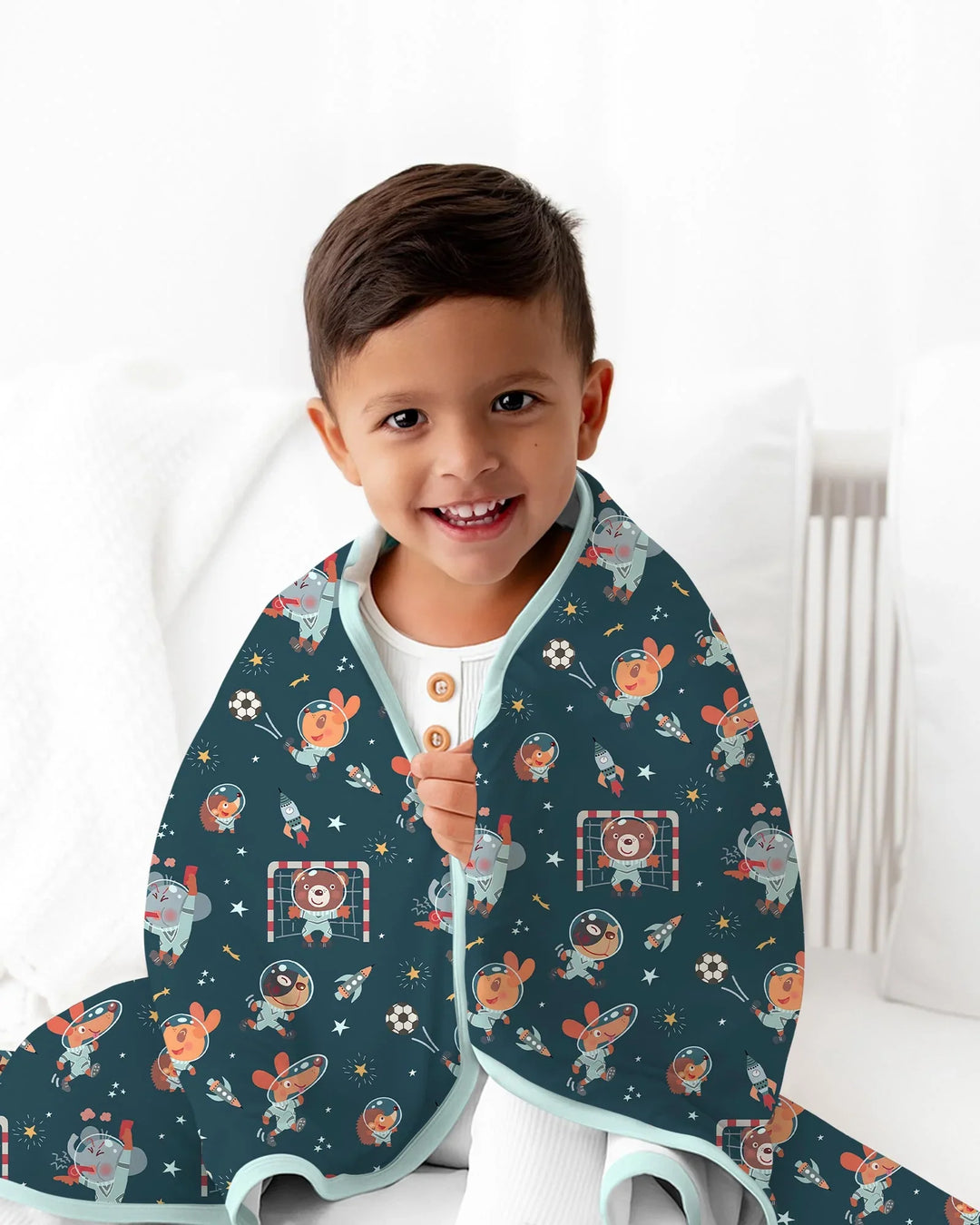 Space Soccer Bamboo Blanket