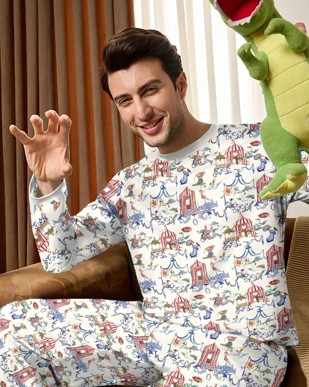 Vintage Lousiana Circus Toile Family Matching Bamboo Men's Pajama Set