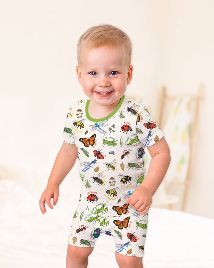 Bug Learning Bamboo Two Piece Short Sleeve Shorts Pajama Set