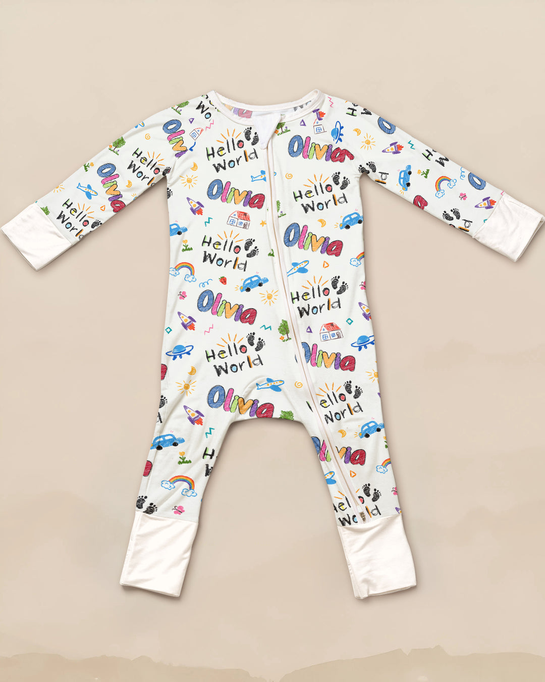 Custom name "Hello World" - Crayon Style Convertible Zippy