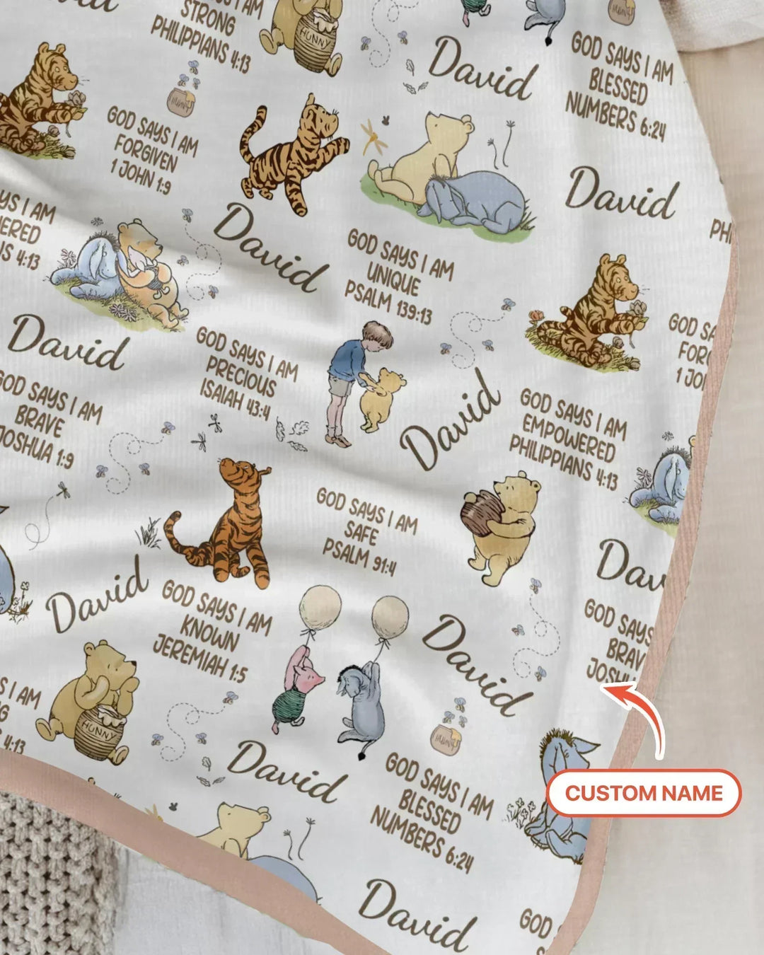 Custom Name God Says I Am Classic Bear Bamboo Blanket