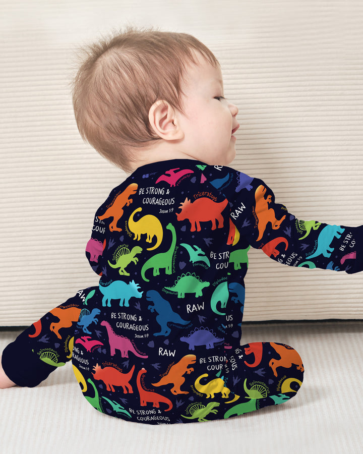 Be Strong and Courageous Dinosaur Christian Bamboo Convertible Zippy