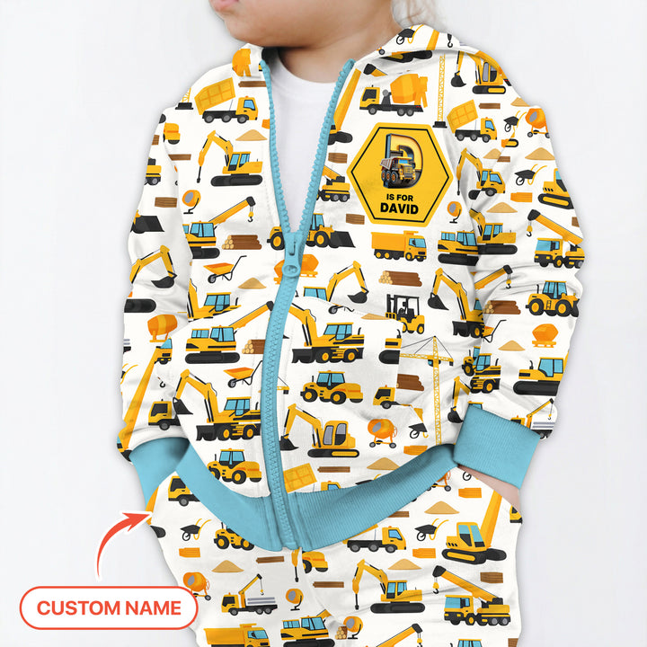 Custom Name Construction Initials Zip Hoodie