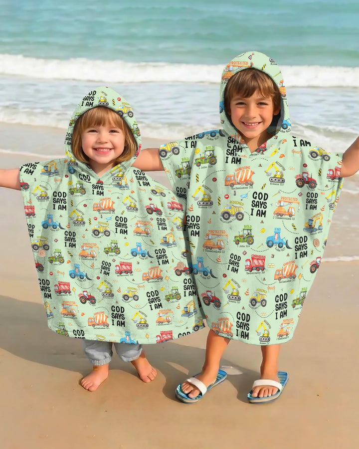 God Says I Am Boy Bamboo Swim Poncho