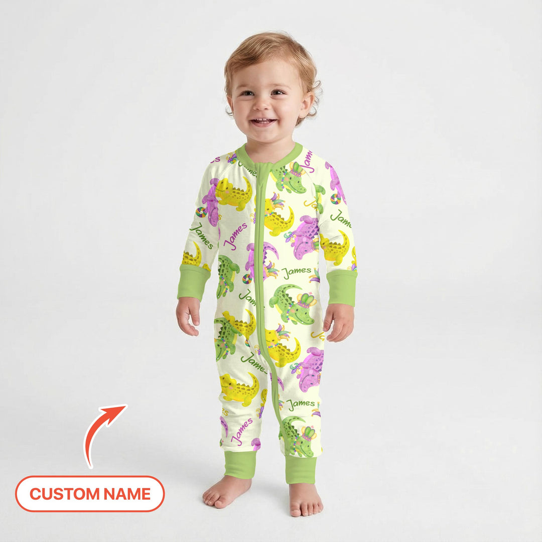 Custom Name Mardi Gras Alligator Convertible Zippy