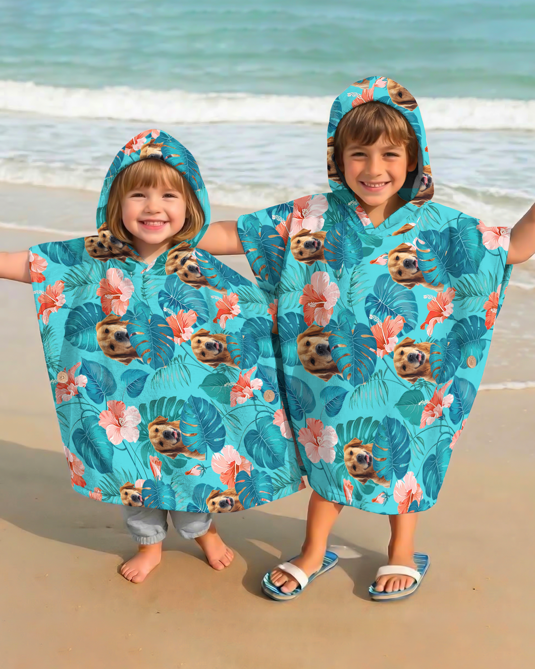 Hawaiian Custom Photo Dog Bamboo Swim Poncho