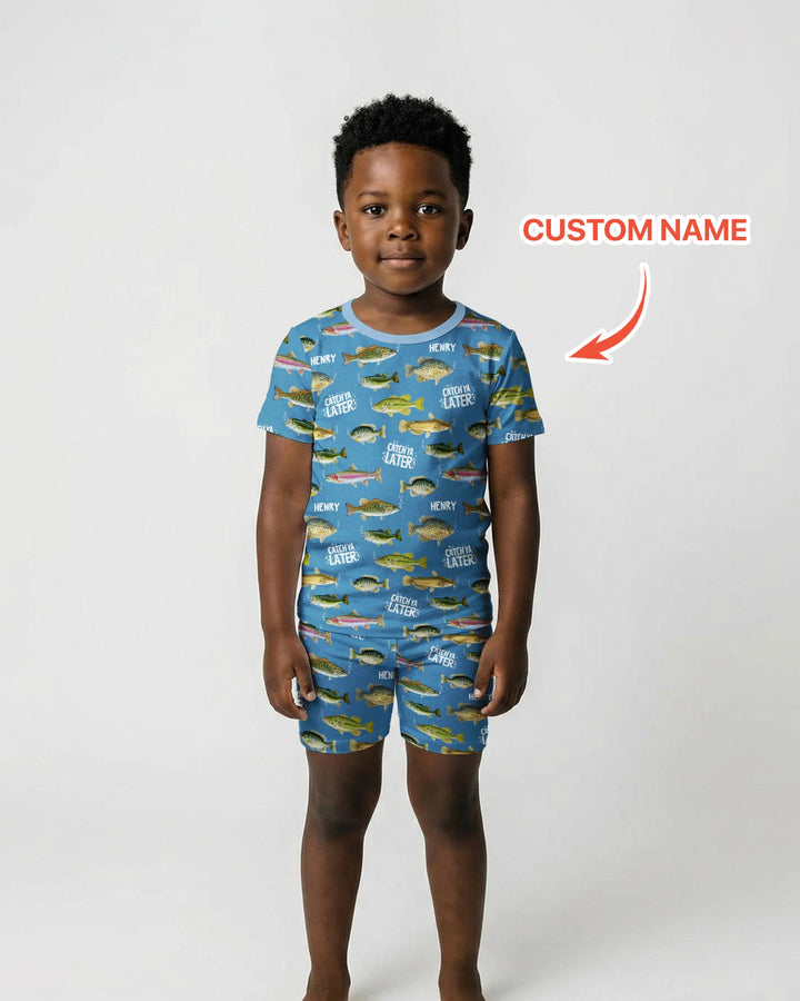 Catch Ya Later Matching Daddy & Me Two Piece Short Sleeve Shorts Pajama Set