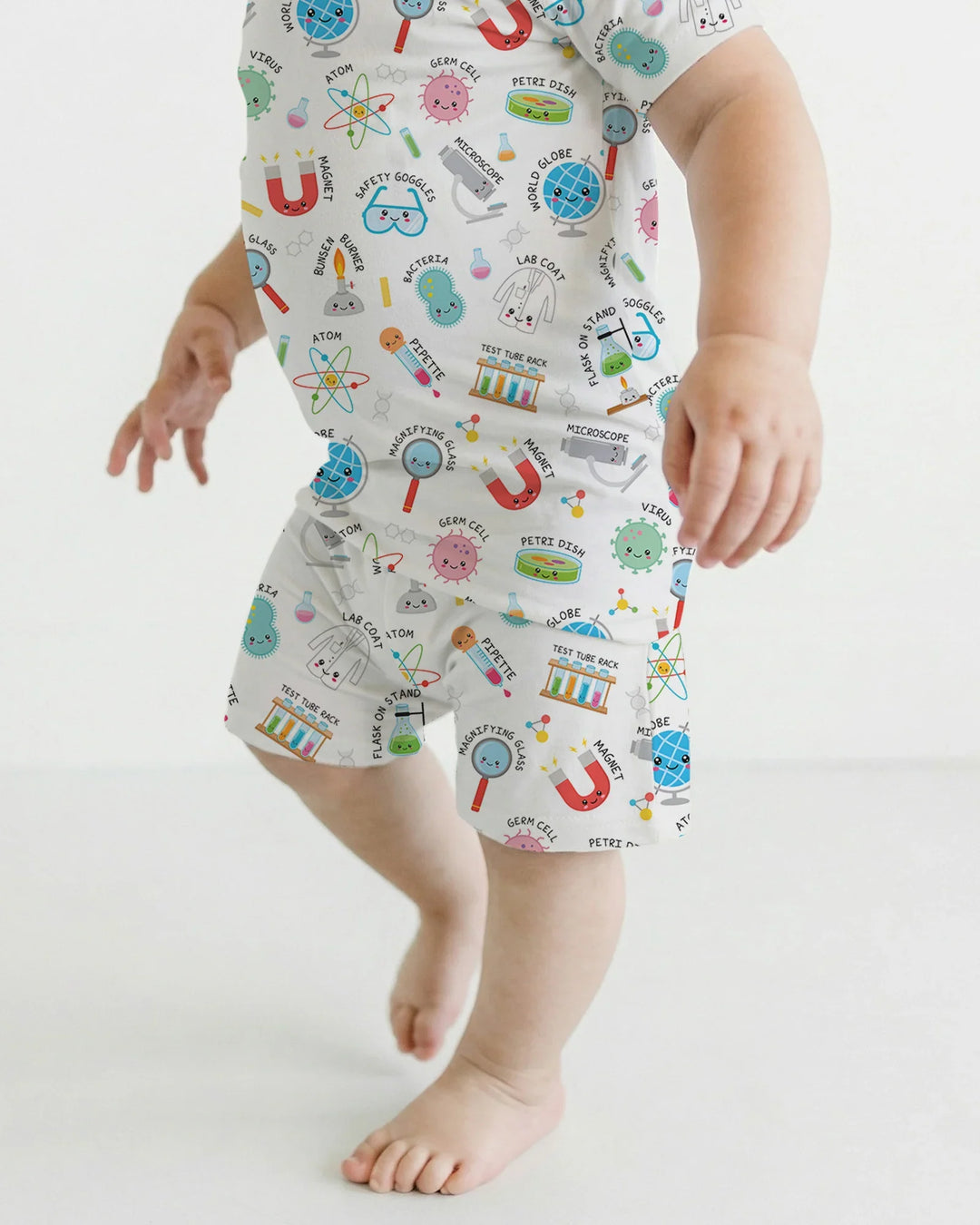 Science Fun Family Matching Bamboo Two Piece Short Sleeve Shorts Pajama Set