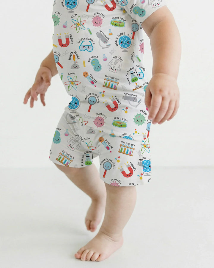 Science Fun Family Matching Bamboo Two Piece Short Sleeve Shorts Pajama Set