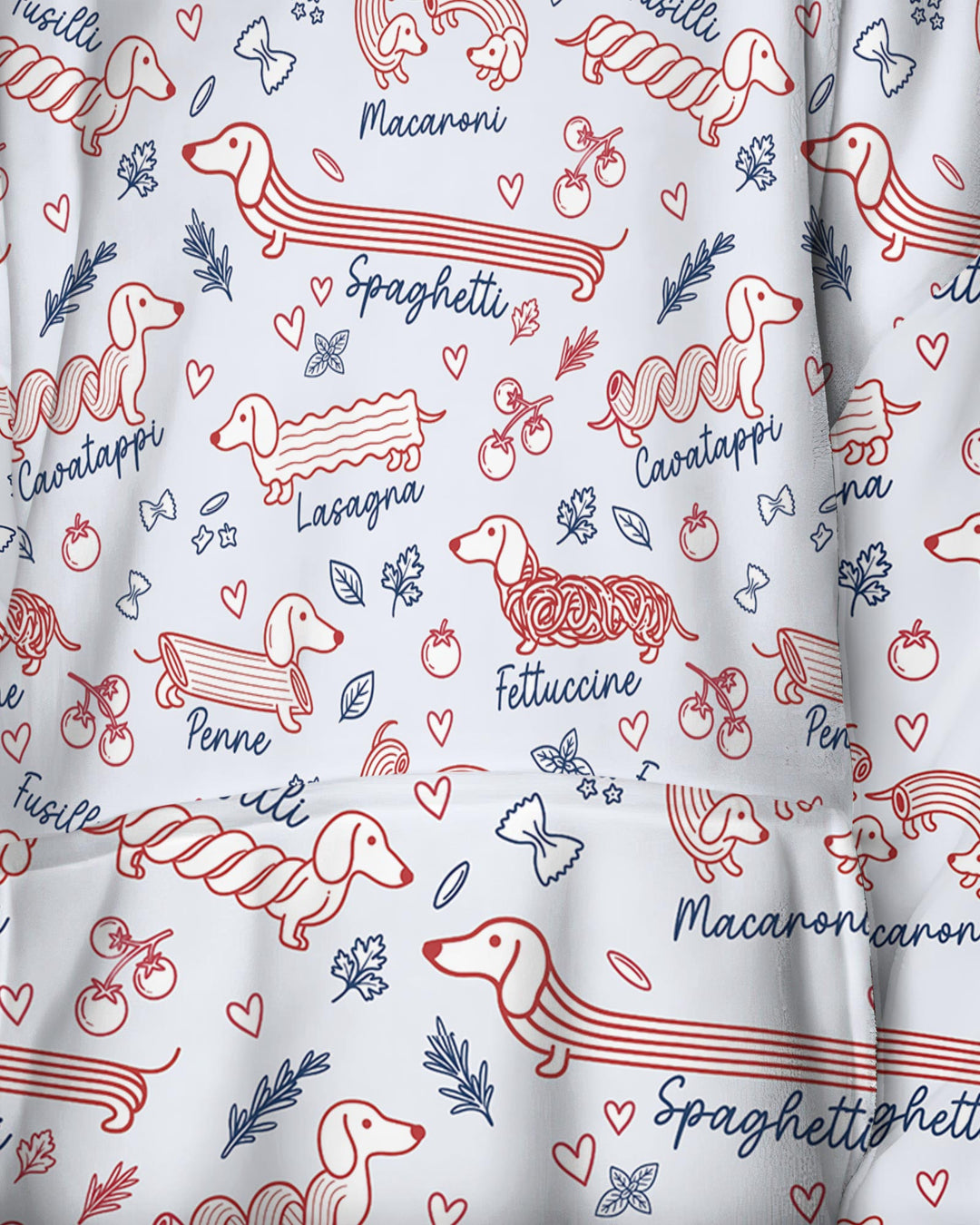 Funny Dachshund Pasta Pups Bamboo Blanket Hoodie