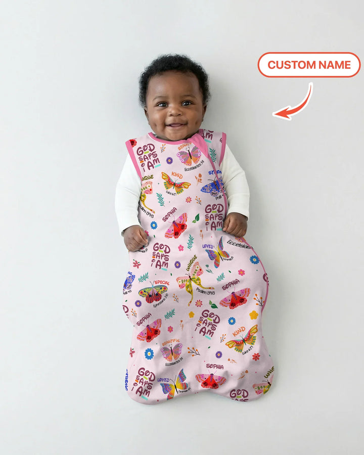 Nombre Personalizado Dios dice que soy Mariposa Bambú Saco de Dormir