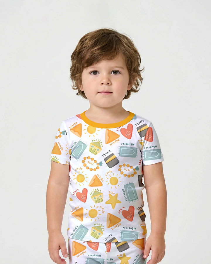 Islamic Shapes Two Piece Short Sleeve Shorts Pajama Set