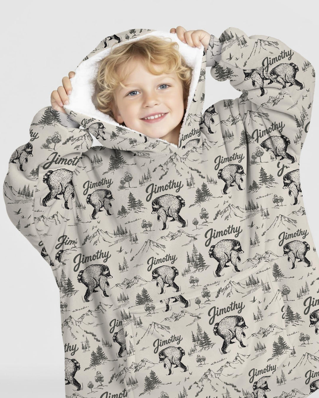 Vintage Jimothy Racoon Family Matching Bamboo Blanket Hoodie