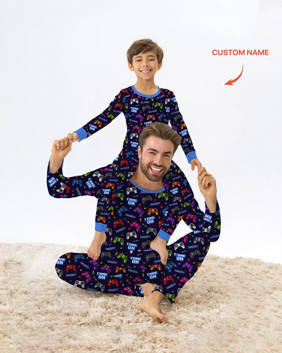 Custom Name Game On Family Matching Bamboo Two Piece Long Sleeve Pajama Set