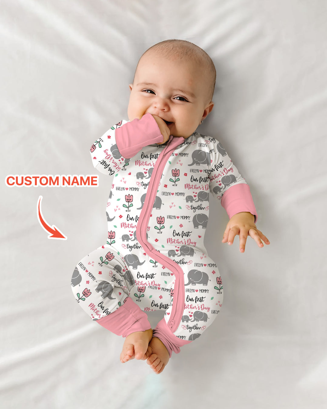 Custom Name Elephant Our First Mother's Day Convertible Zippy