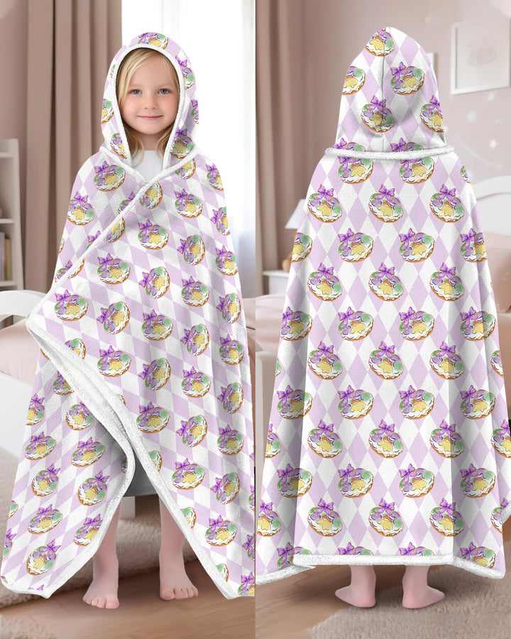 Mardi Gras Donut Wearable Hooded Blanket