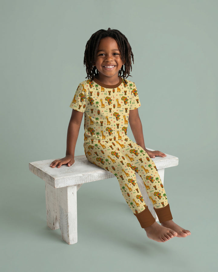 African Culture Bamboo Two Piece Short Sleeve Pajama Set