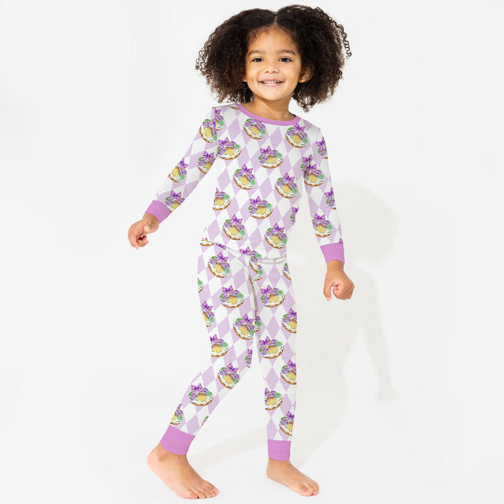 Mardi Gras Donut Two Piece Long Sleeve Pajama Set