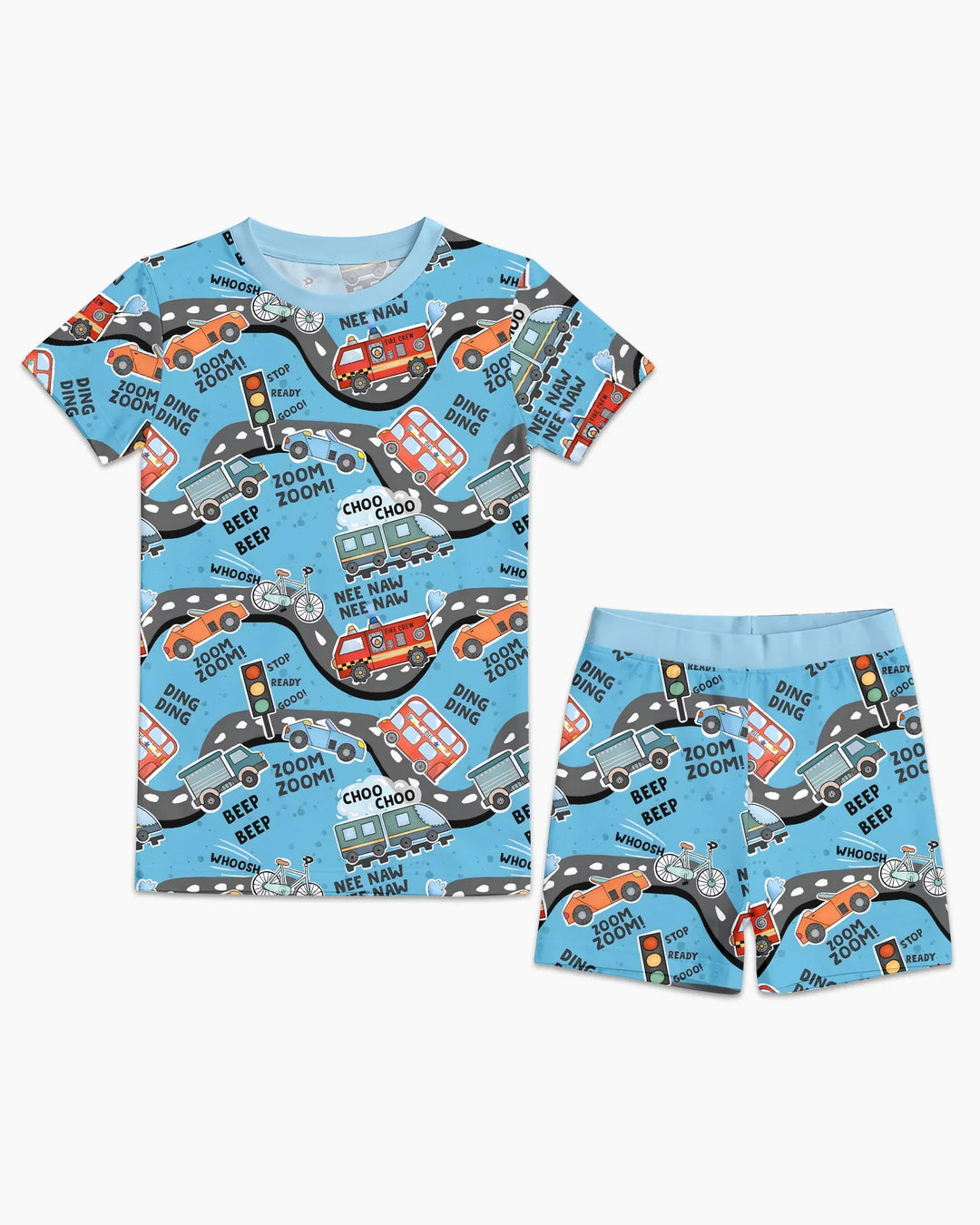 Template Zweiteiliges Pyjama-Set mit kurzen Ärmeln und Shorts