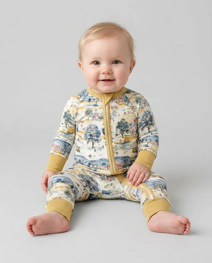 Whimsical Watercolor School Village Bamboo Convertible Zippy