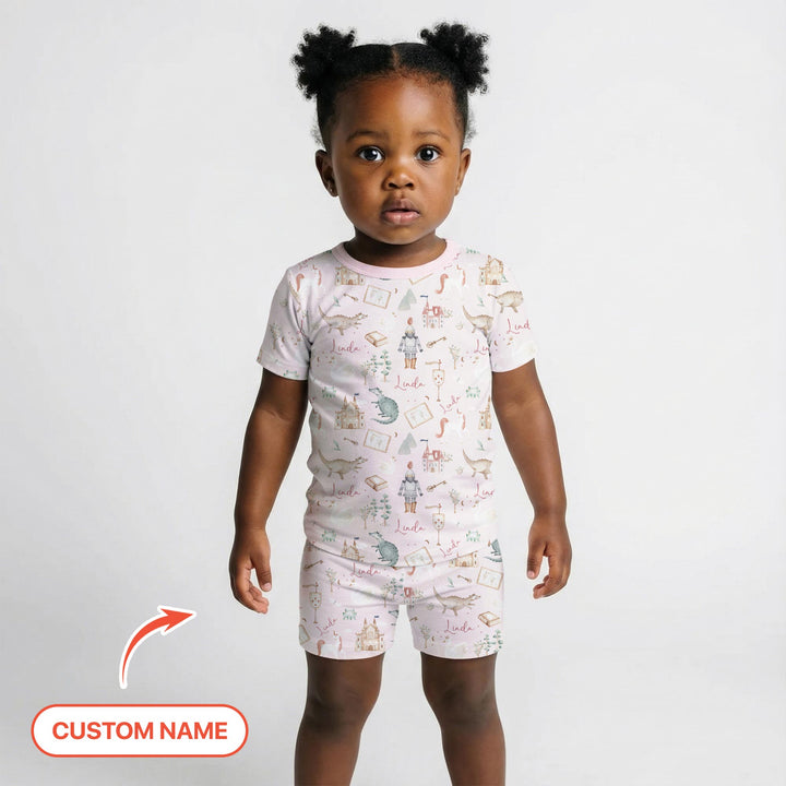 Zweiteiliges Pyjama-Set mit kurzen Ärmeln und Shorts im Sommer-Design