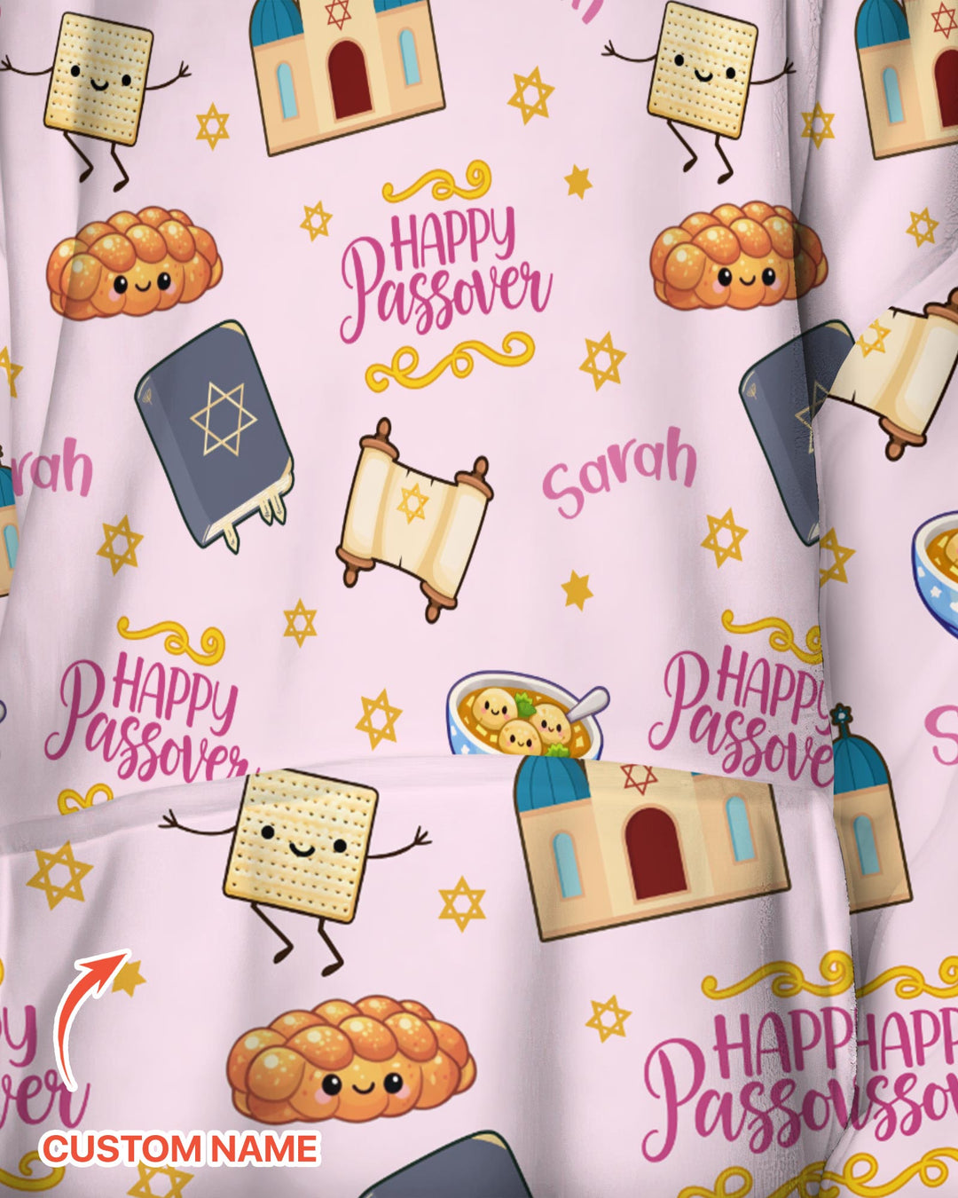 Custom name "Pesach Sameach" Blanket Hoodie