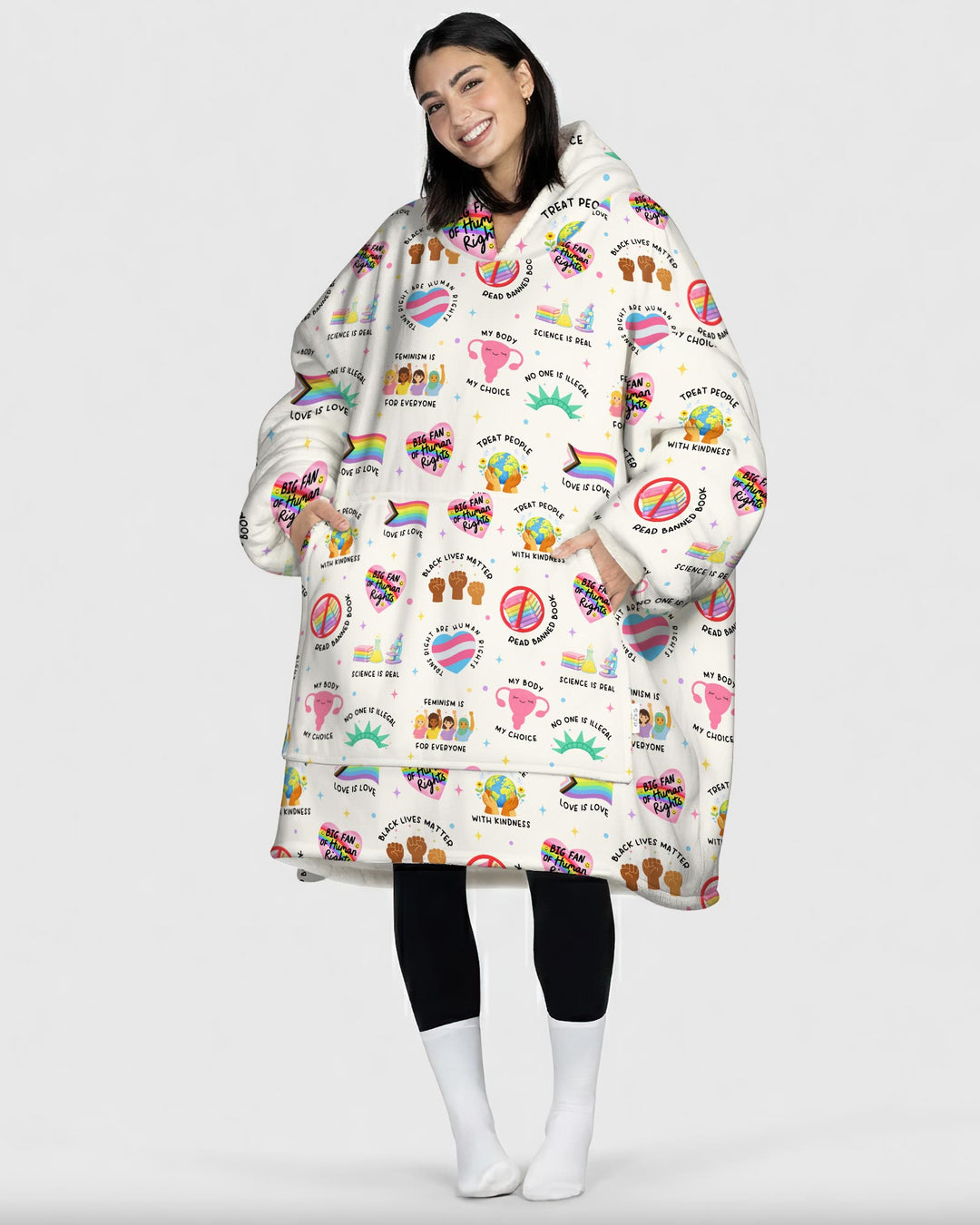 Big Fan Of Human Rights Family Matching Wearable Blanket Hoodie