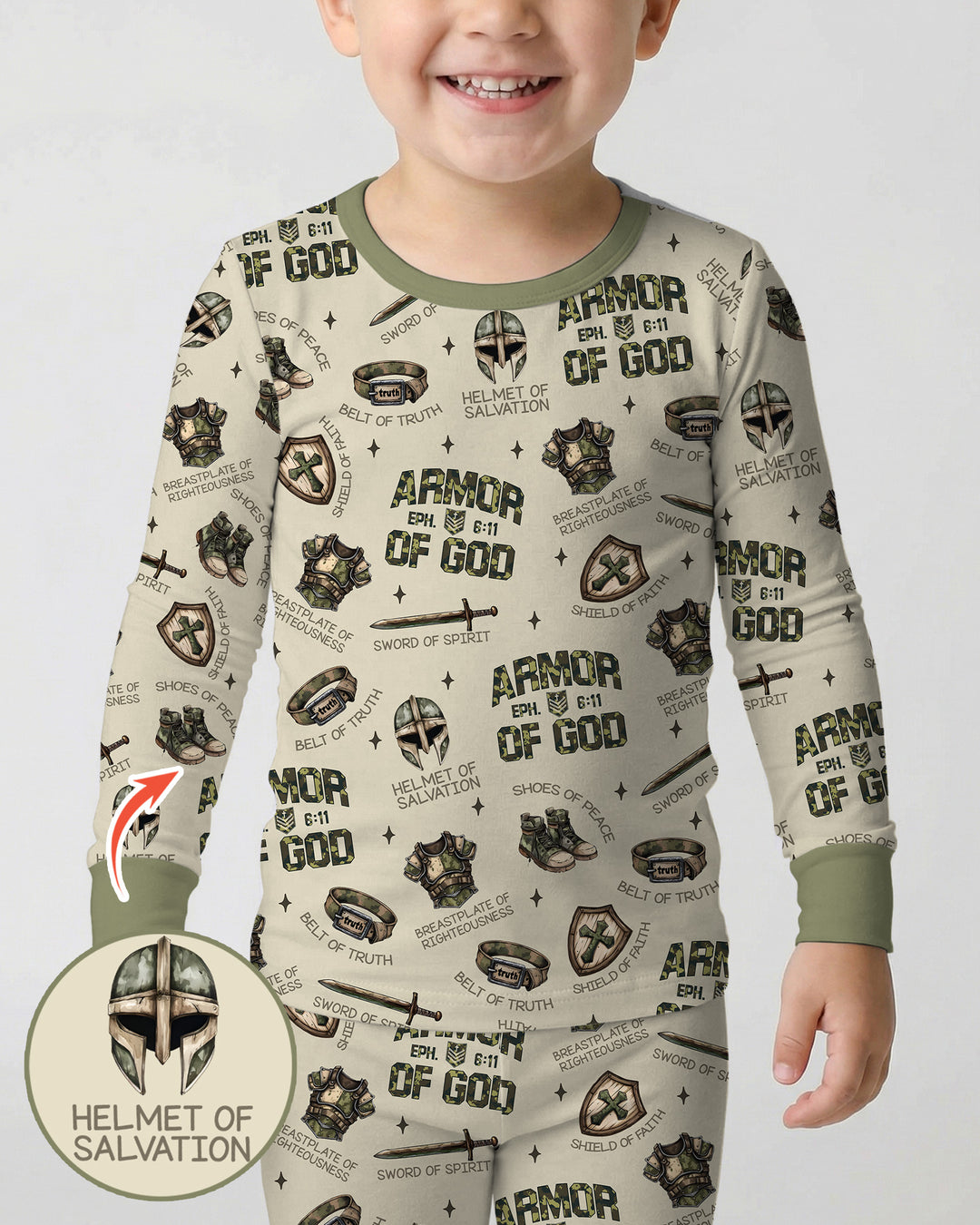 Camo Armor Of God Bamboo Two Piece Long Sleeve Pajama Set