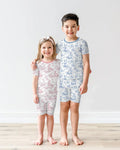 Easter Chinoiserie Toile de Jouy Bamboo Two Piece Short Sleeve Shorts Pajama Set