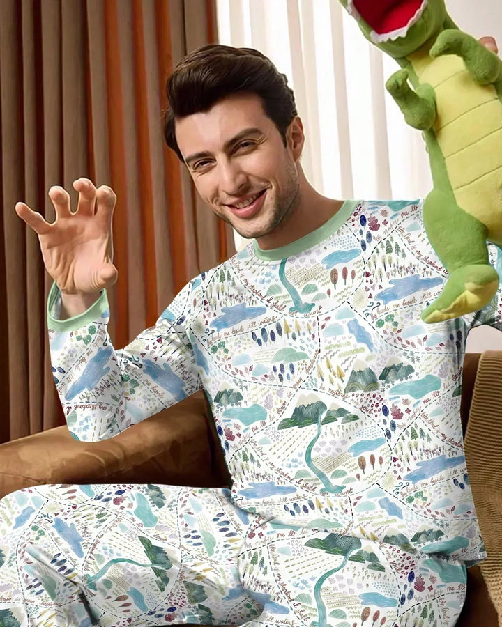 Whimsical Psalms 23 Map Men's Pajama Set