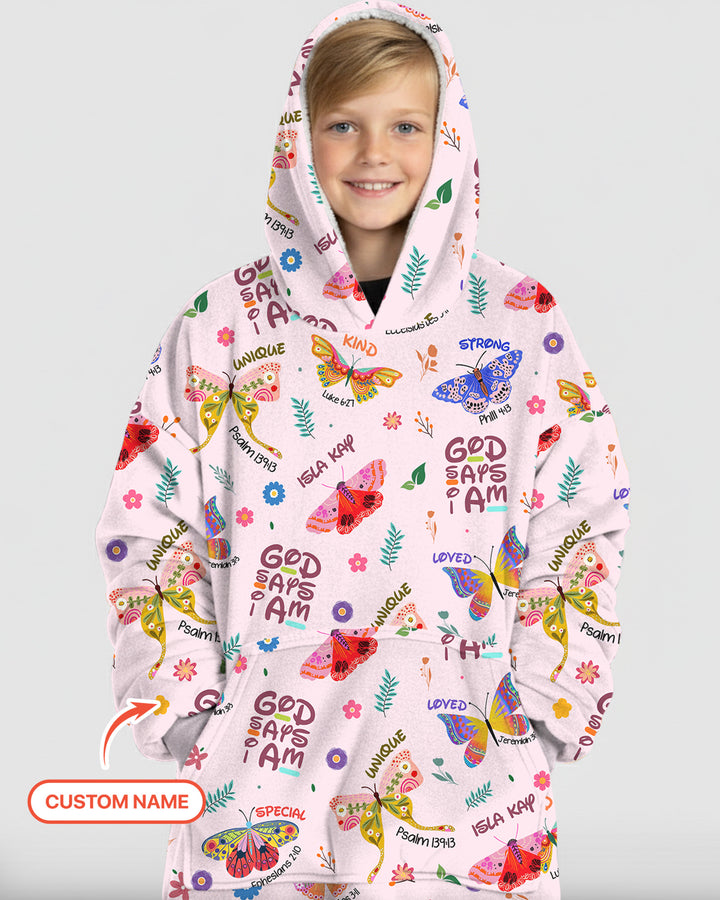 God says I am Butterfly Blanket Hoodie