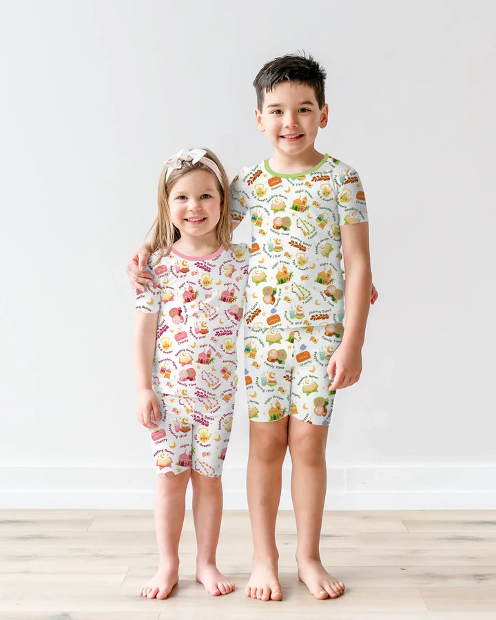 Ramadan Mubarak Matching Family Two Piece Short Sleeve Shorts Pajama Set