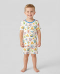 Colorful Summer Beach With Jesus Bamboo Two Piece Short Sleeve Shorts Pajama Set