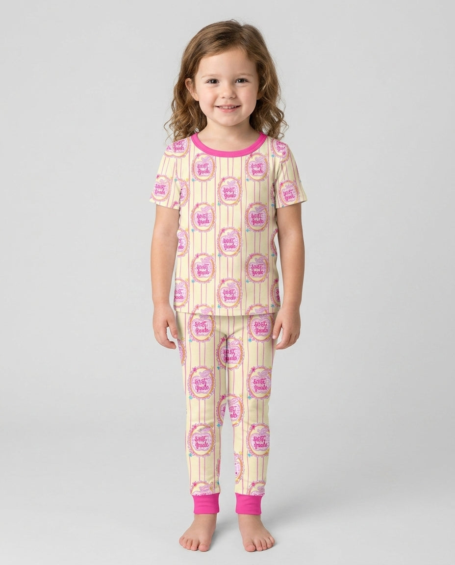 Conjunto de pijama de dos piezas de bambú de manga corta, plantilla personalizada