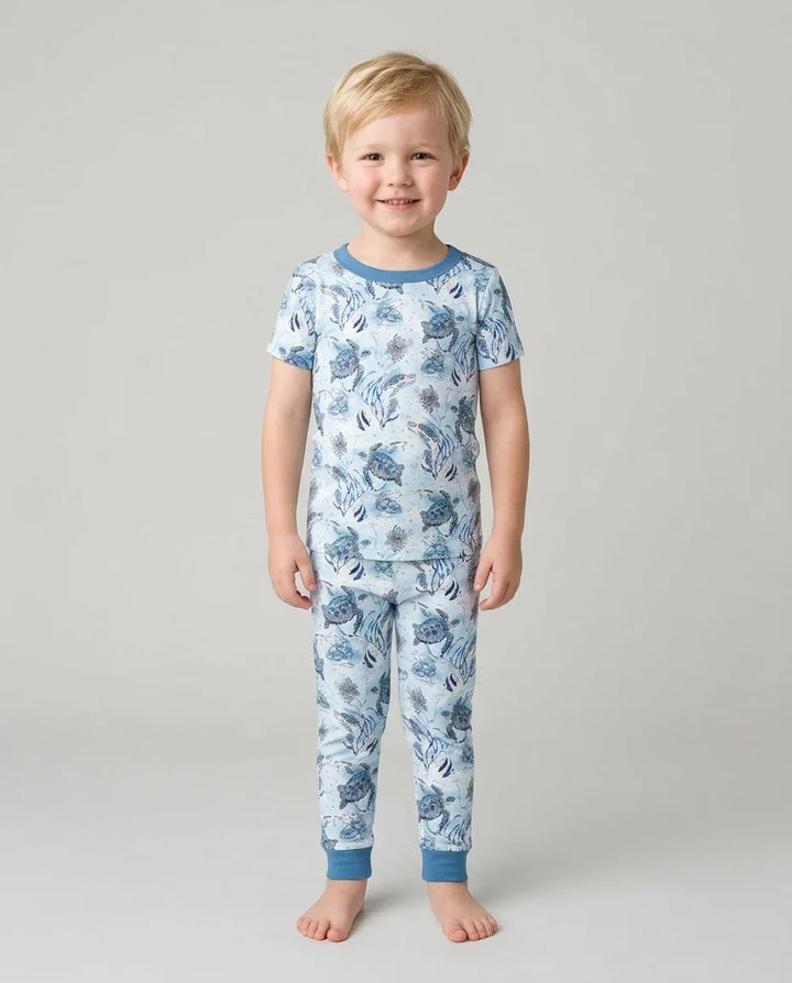 Little Turtles Family Matching Bamboo Two Piece Short Sleeve Pajama Set