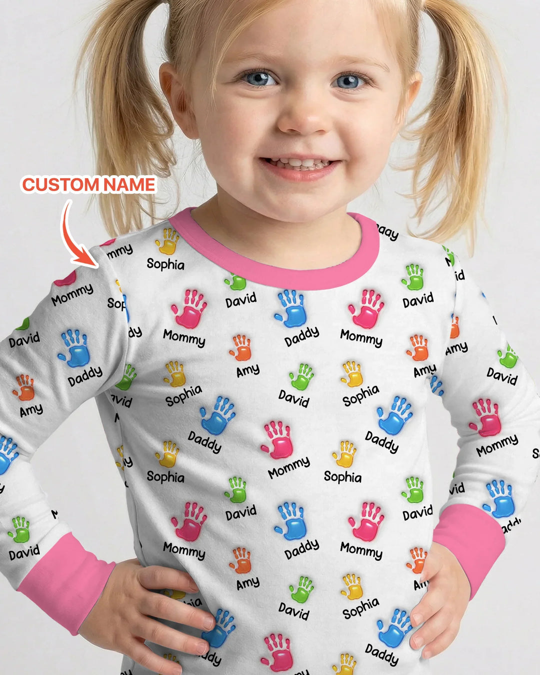 First Mother Day - Handprints Bamboo Two Piece Long Sleeve Pajama Set