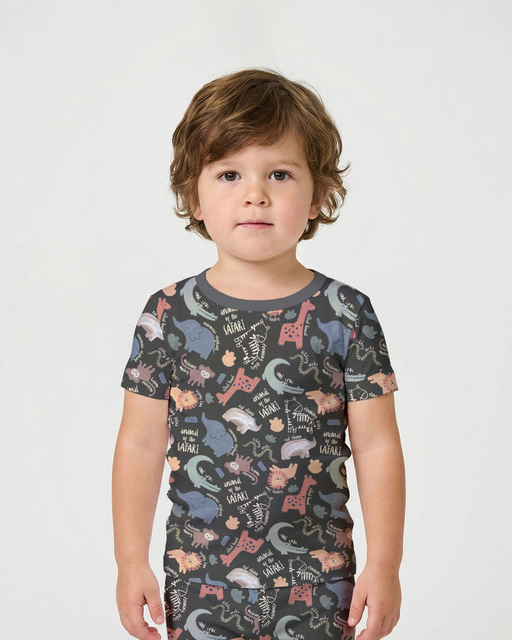 Funny African Animals Two Piece Short Sleeve Shorts Pajama Set