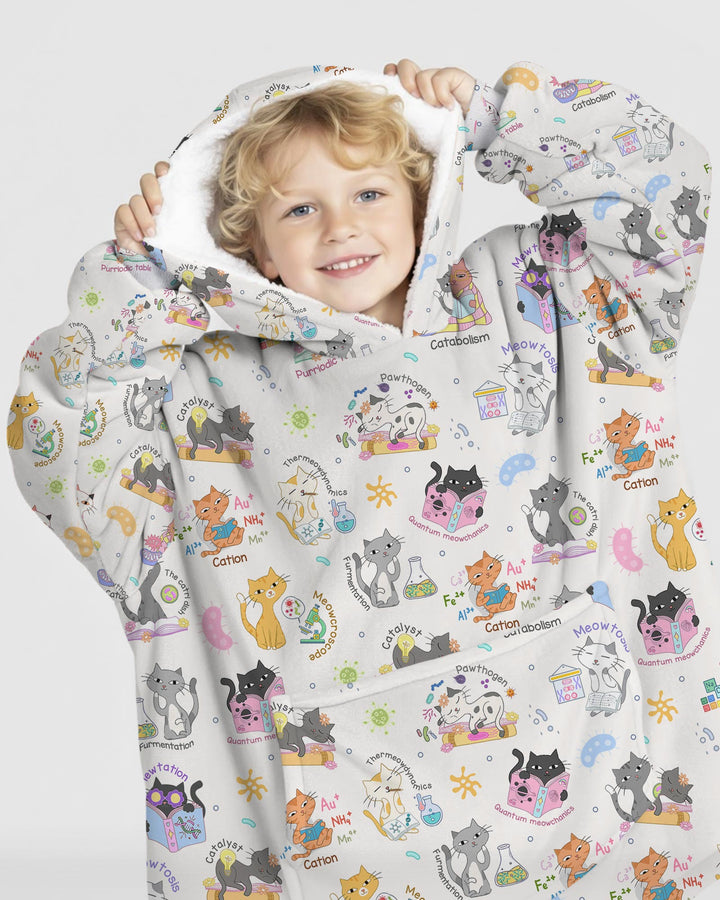 Funny Cat Love Scientist Bamboo Blanket Hoodie