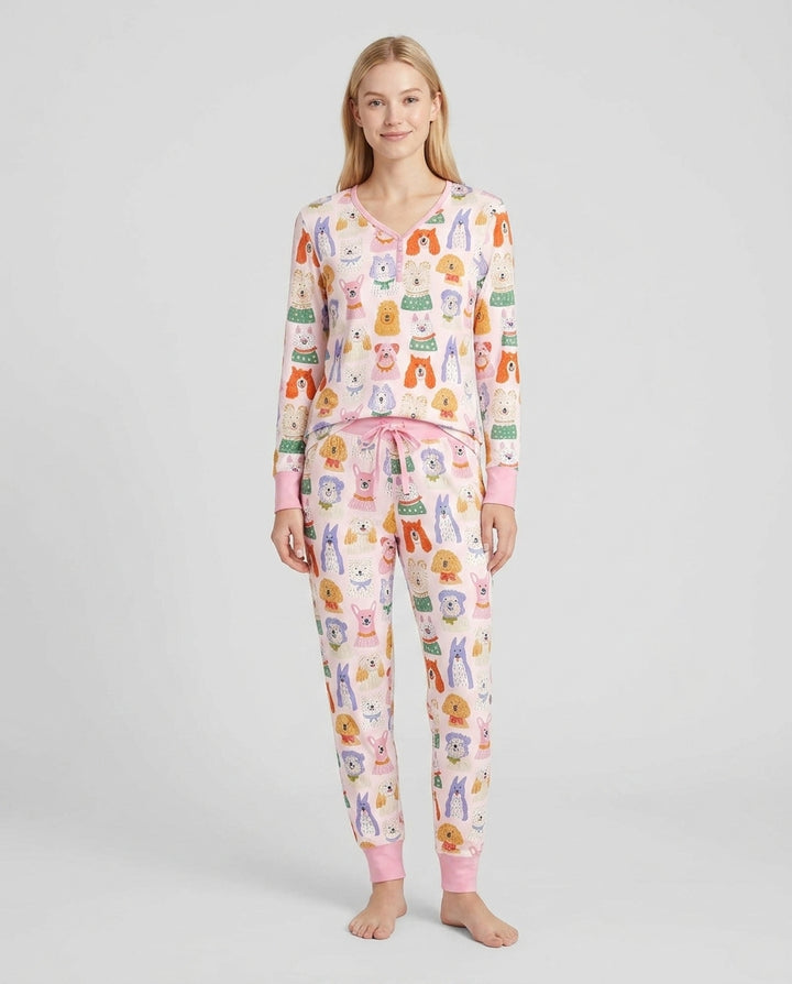 Plantilla de conjunto de pijama de mujer de bambú