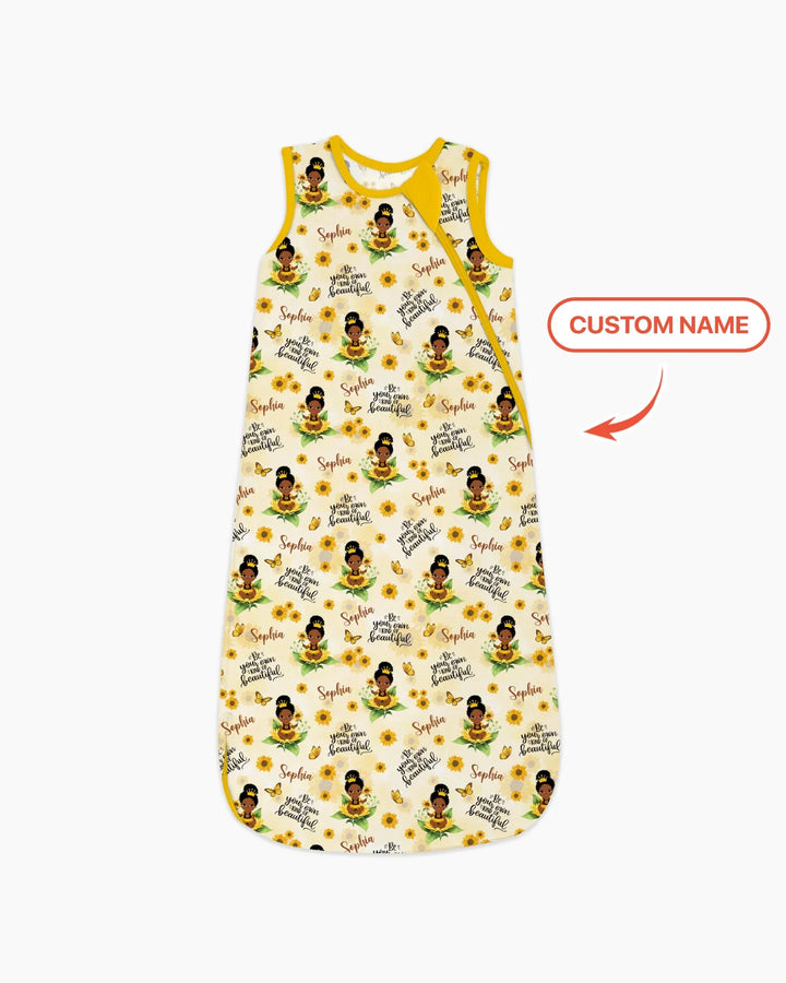Custom Name Sunflower Queen Bamboo Sleep Bag