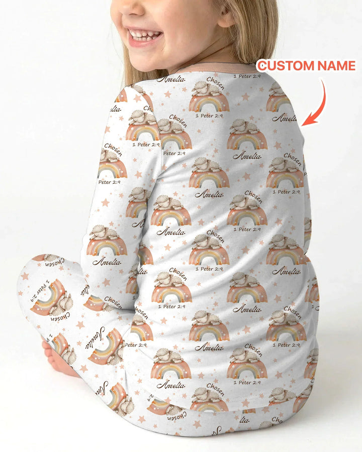 Chosen As His Own Custom Name Bamboo Two Piece Long Sleeve Pajama Set